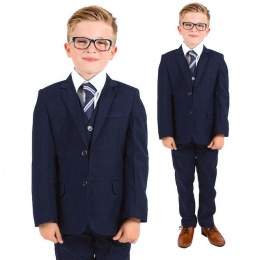 Boys Navy 5 Piece Slim Fit Suit